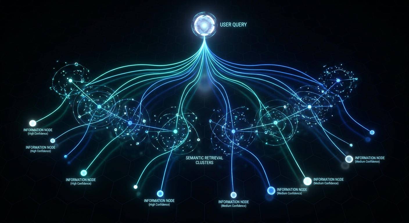End-to-end diagram of the AI search pipeline showing crawling, indexing, retrieval, and citation steps for systems like ChatGPT and Perplexity